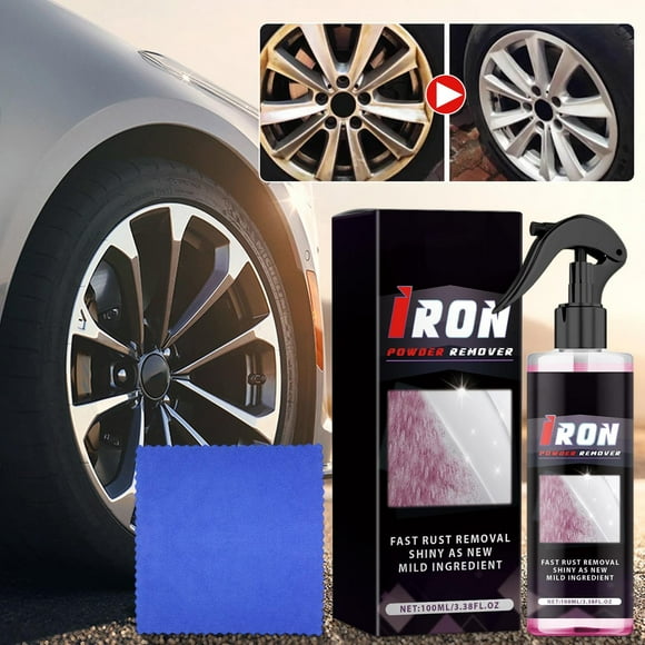 Rust Iron Remover Spray Car Wheels Towel Rust Prevention Metal Refurbish, 100ml, for Cleaning Wheels, Automotive Detailing, High-performance Degreaser, Includes Towel, for Home Garage