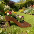 thumbnail image 1 of Rust Metal High Heel Shoe Planter for Outdoor Garden Decor, Vintage Iron Flower Pot Basket for Patio, Yard, Lawn, and Holiday Display, 1 of 6