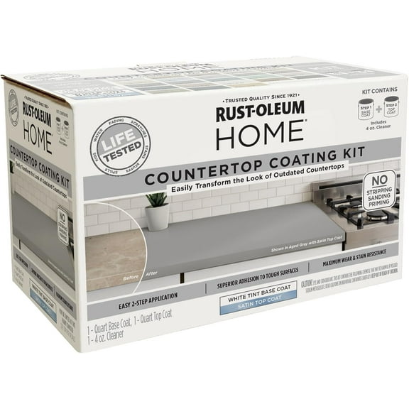 Rust-Oleum HOME Countertop Coating Kit, Ultra White Tint Base with Satin Top Coat - 384962