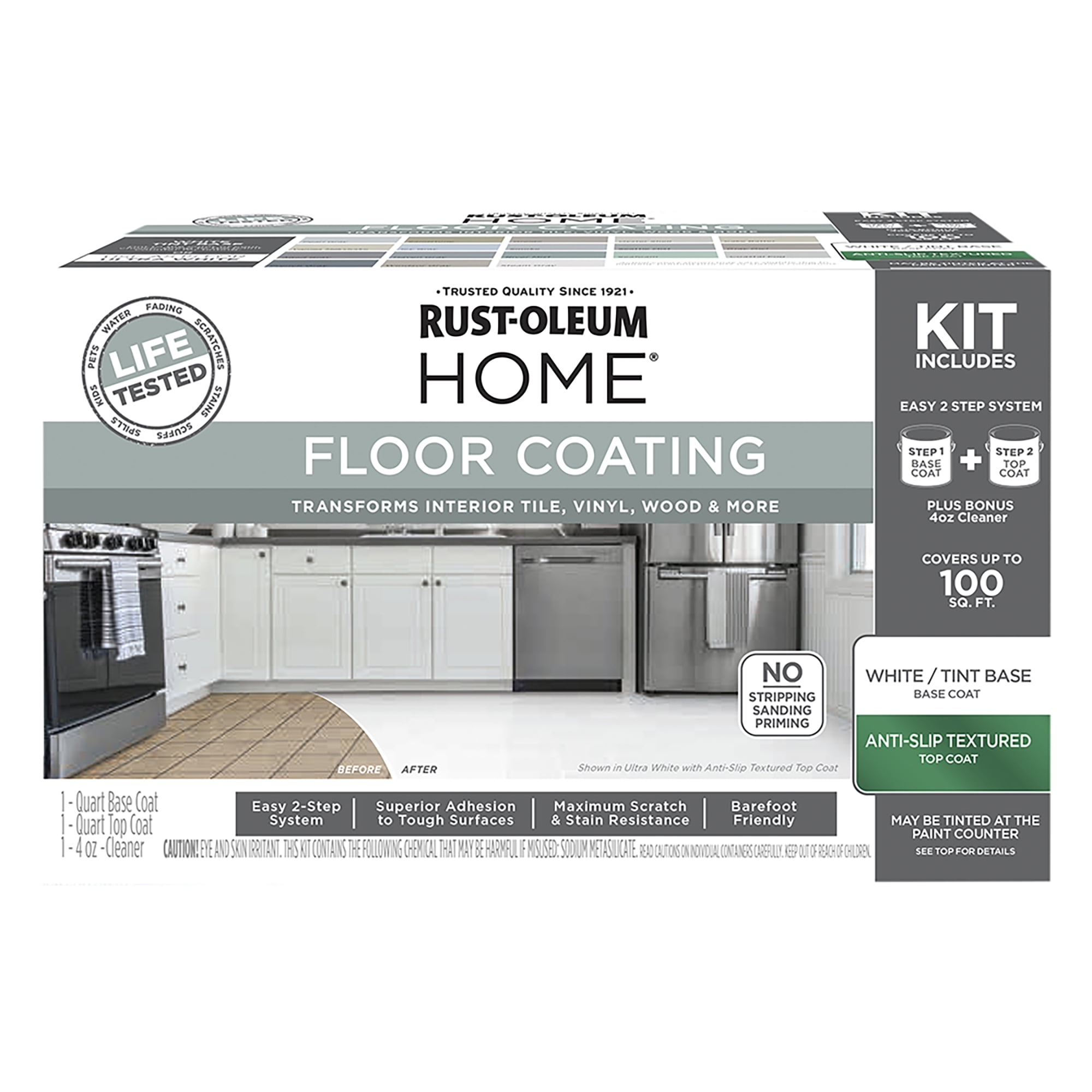 Rust Oleum 1034357 1 qt. Home Anti Slip Textured White Tint Base Floor Coating Paint Kit