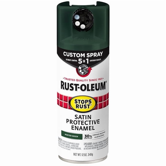 Rust-Oleum 127683 12 oz Stops Rust Custom Spray 5-in-1 Spray Paint, Hunter Green