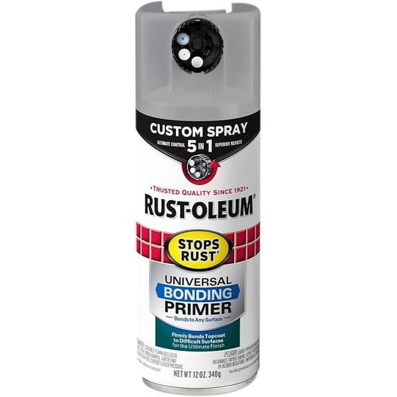 Rust-Oleum 136443 12 oz Stops Rust Custom Spray 5-in-1 Universal Bonding Primer Spray, Flat Gray