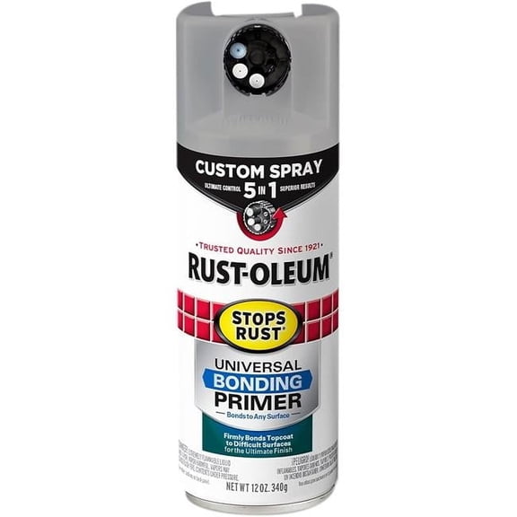 Rust-Oleum 136443 12 oz Stops Rust Custom Spray 5-in-1 Universal Bonding Primer Spray, Flat Gray