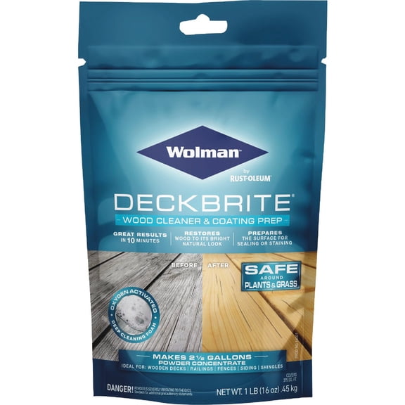 Rust-Oleum 16001 Pouch Wolman Deckbrite Wood Cleaner and Coating Prep, 1-Pound  Household & Commercial Use, Effective Formula