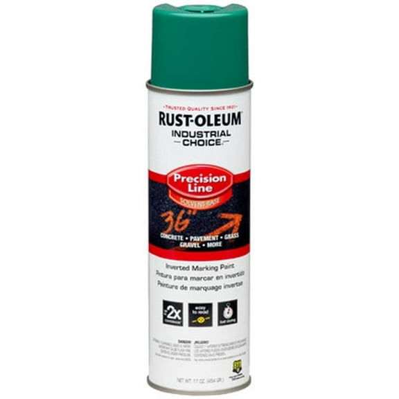 Rust-Oleum 1634838-12PK Industrial Choice Inverted Solvent-Based Marking Spray Paint, 17 Oz, APWA Safety Green, 12 Pack