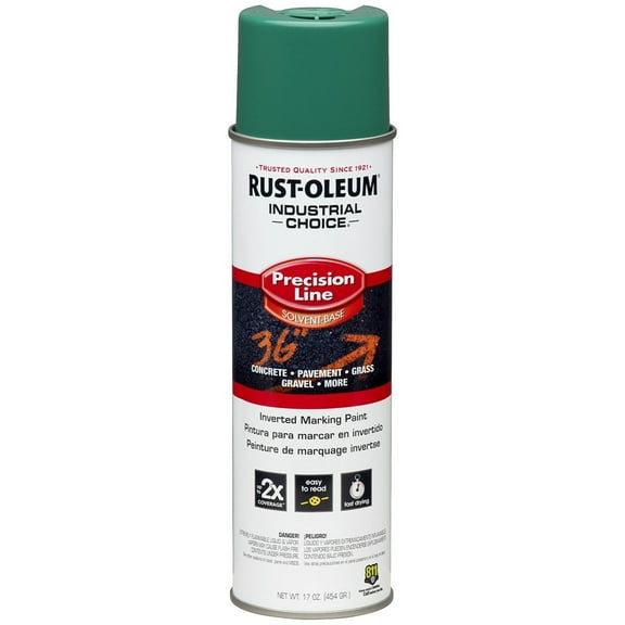 Rust-Oleum 1634838 M1600 Solvent-Based -Line Inverted Marking Paint Aerosol, Safety Green - Lot of 12