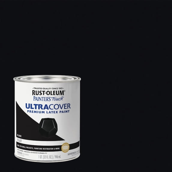 2-pack Rust-Oleum Painter's Touch Latex Paint - Flat, Quick Drying - 2 Pack, Quart, Black — Interior & Exterior Use, Professional Finish