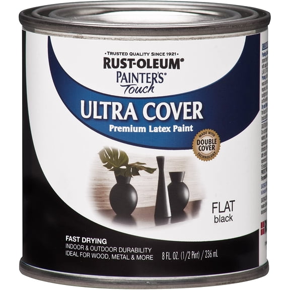 Rust-Oleum 1976730-6PK Painter's Touch Latex Paint, Half Pint, Flat Black, 6 Pack