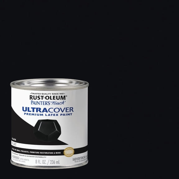Rust-Oleum 1976730 Painter's Touch Latex Paint, Half Pint, Flat Black, 8 Fl Oz (Pack of 1)
