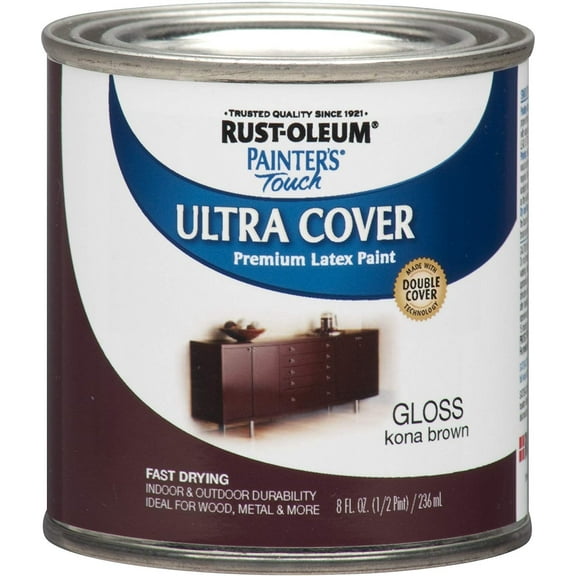 Rust-Oleum 1977730-6PK Painter's Touch Latex Paint, Half Pint, Gloss Kona Brown, 6 Pack