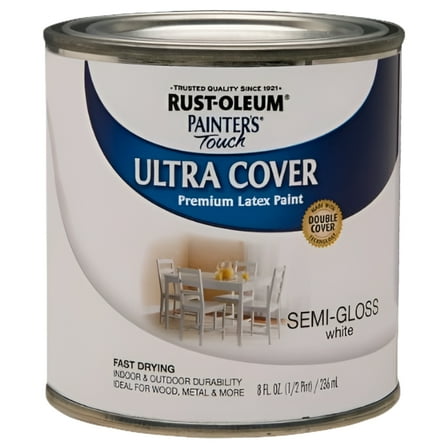 Rust-Oleum 1993730 Painters Touch Latex, Semi-Gloss White Color: Semi-Gloss White Size: 1/2-Pint Model: 1993730 Hardware & Tools Store