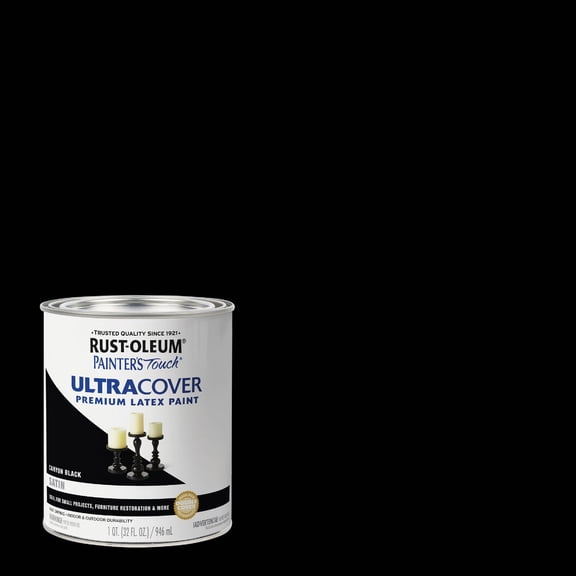 Rust-Oleum 2-Pack of 1 Qt 267332 Canyon Black Painter's Touch 2X Ultra Cover Premium Latex Paint, Satin