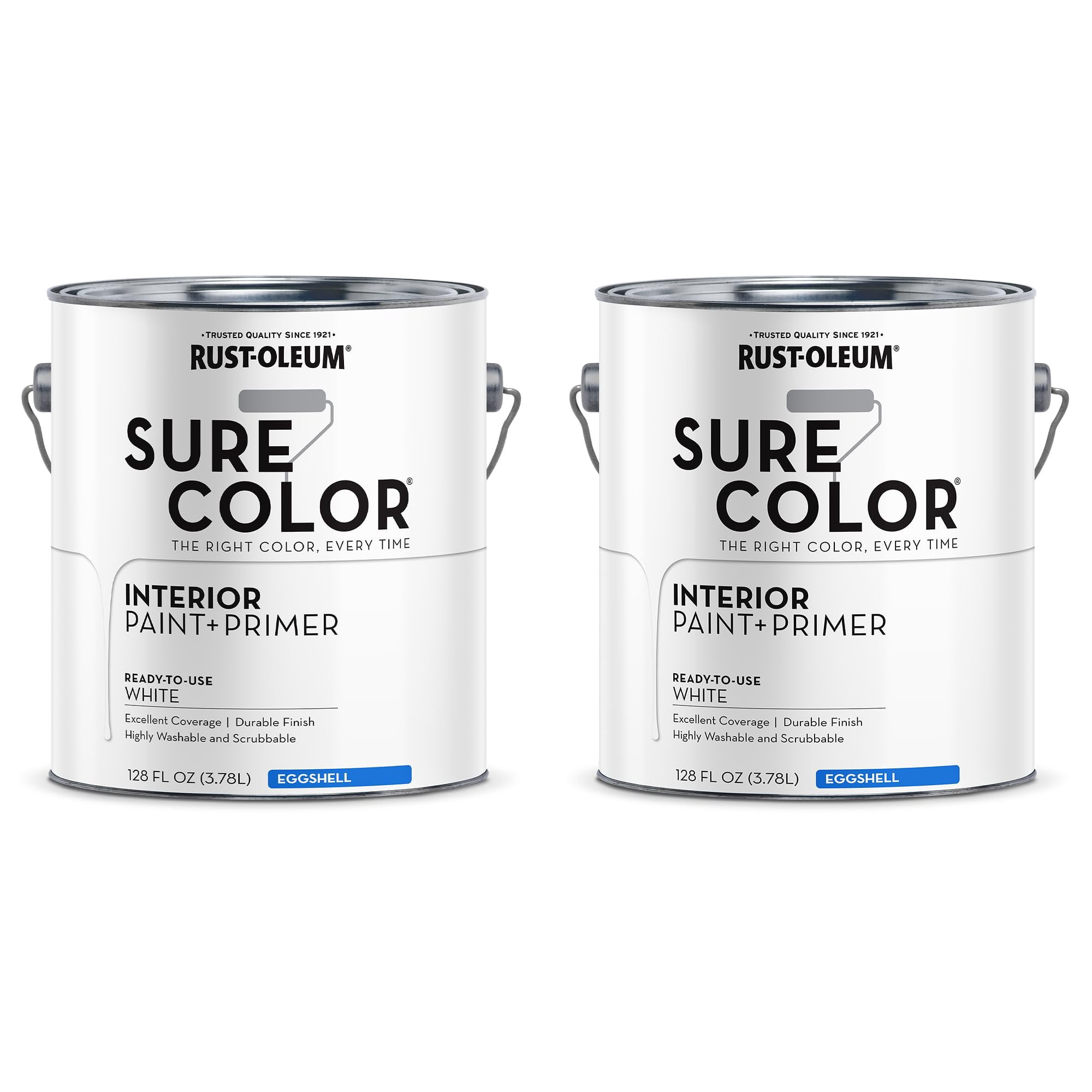 Rust-Oleum 2-Pack of 1 gal 380217 White Sure Color Interior Paint + Primer, Eggshell