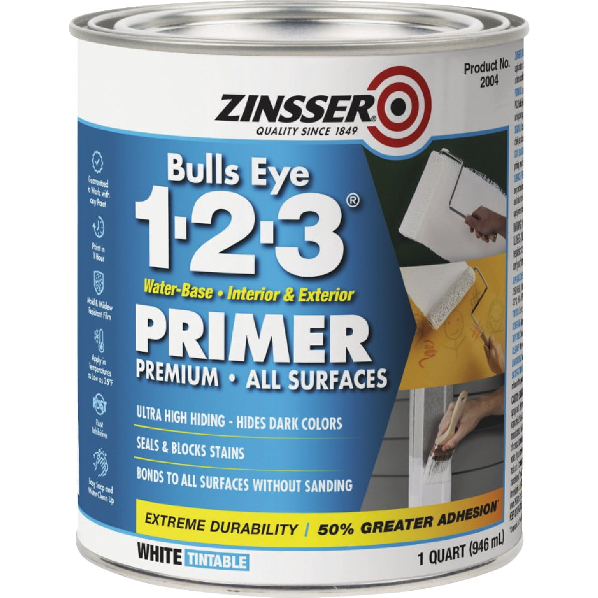 Rust-Oleum 2004 Zinsser Bulls Eye 1-2-3 Primer, 1 Quart, 946 ml, White