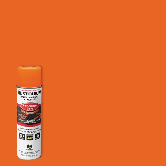 Rust-Oleum 201516 Industrial Choice Inverted Solvent-Based Marking Spray Paint, 17 Oz, APWA Orange