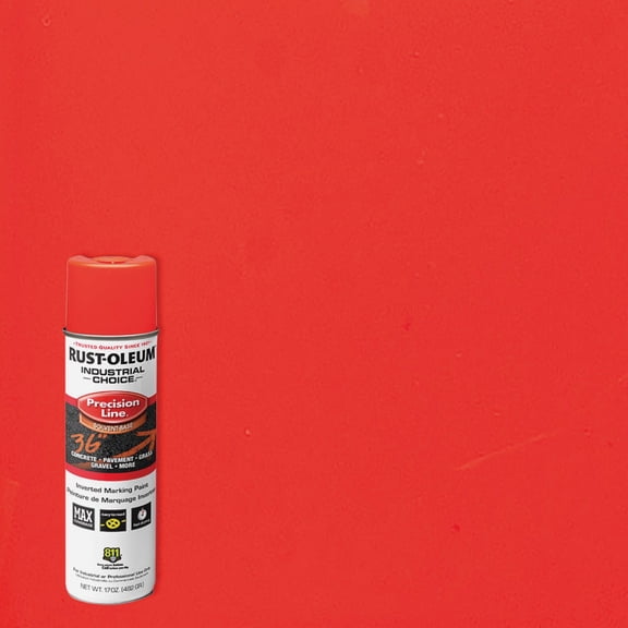 Rust-Oleum 203028 Industrial Choice Inverted Solvent-Based Marking Spray Paint, 17 Oz, Fluorescent Red-Orange