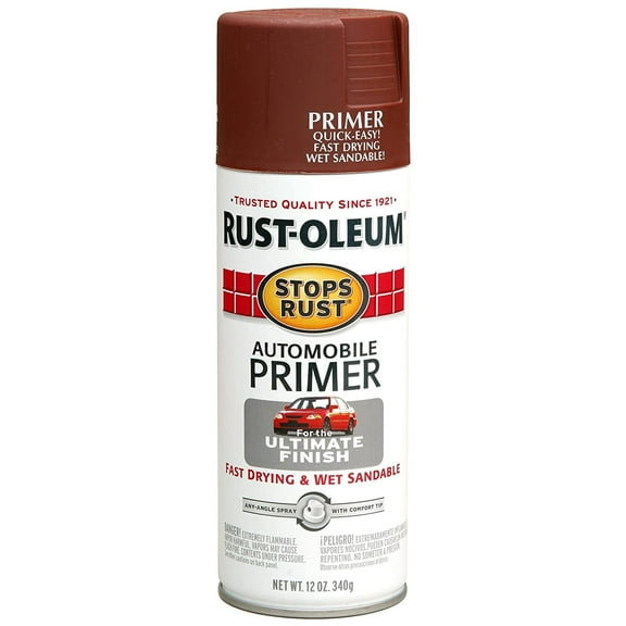 Rust-Oleum 2067830 Flat Red Auto Primer Stops Rust Spray Paint, Enamel, 12 fl. oz. Aerosol Can Pack of 6