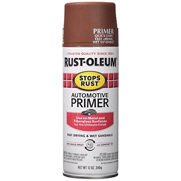Rust-Oleum 2067830 Stops Rust Automotive Primer Spray, 12 oz, Flat Red