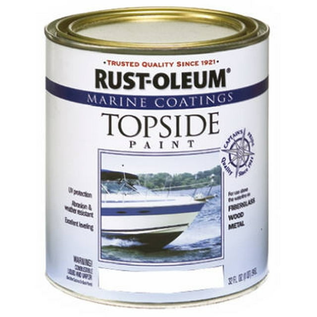 RustOleum Marine Topside Boat Paint, Gloss White, Coating for Waterline & Fiberglass, 1 Qt