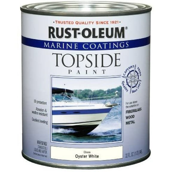 Rust-Oleum Marine Topside Paint 207001 - UV Resistant Gloss Finish - 1 Quart, Oyster White