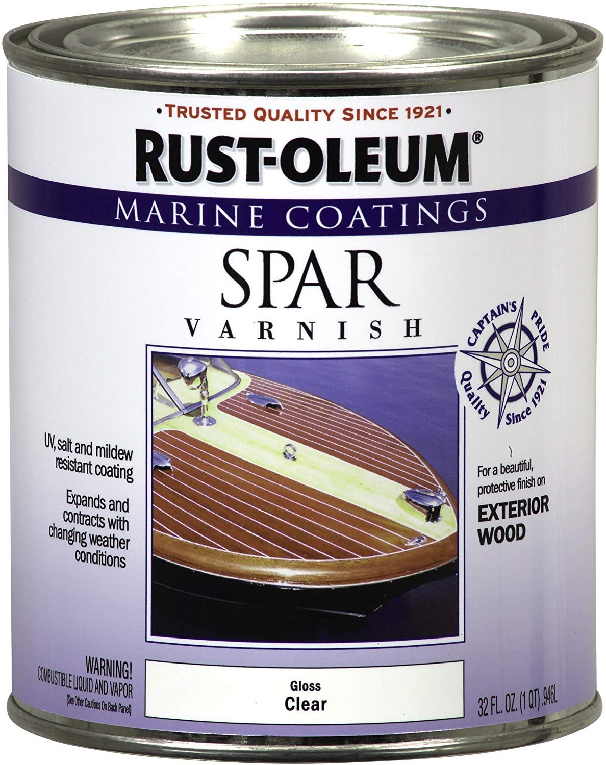 Rust-Oleum 207008 Marine Coatings Spar Varnish, 1 Qt, Gloss Clear - image 1 of 1