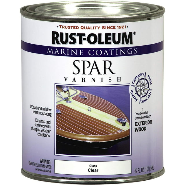 Rust-Oleum 207008 Marine Coatings Spar Varnish, 1 Qt, Gloss Clear
