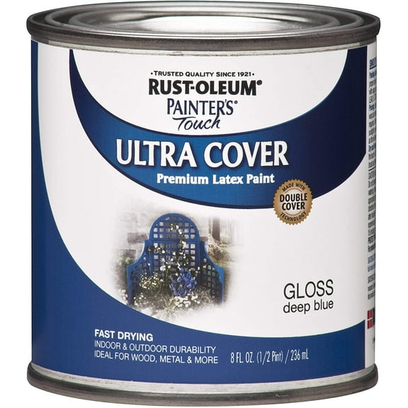 Rust-Oleum Painter's Touch Latex Paint Gloss - Quick Drying - 6 Pack, Half Pint, Deep Blue