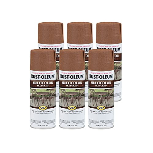 Rust-Oleum 239122-6PK Stops Rust Multi-Color Textured Spray Paint, 12 oz, Rustic Umber, 6 Pack