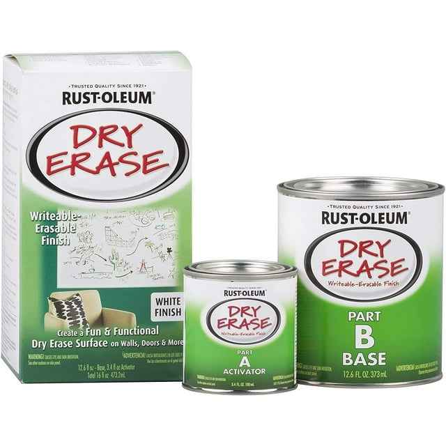 RustOleum White Dry Erase BrushOn Paint Kit, Ideal for Walls & Wood