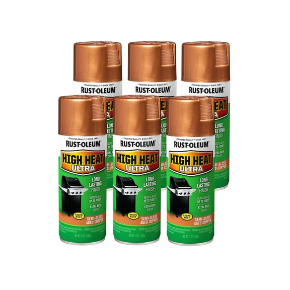 Rust-Oleum 241232-6PK High Heat Ultra Spray Paint, 12 oz, Aged Copper, 6 Pack