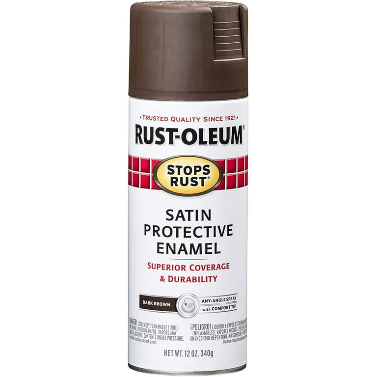Rust-Oleum 241239-6PK Stops Rust Spray Paint, 12 oz, Satin Dark Brown, 6 Pack