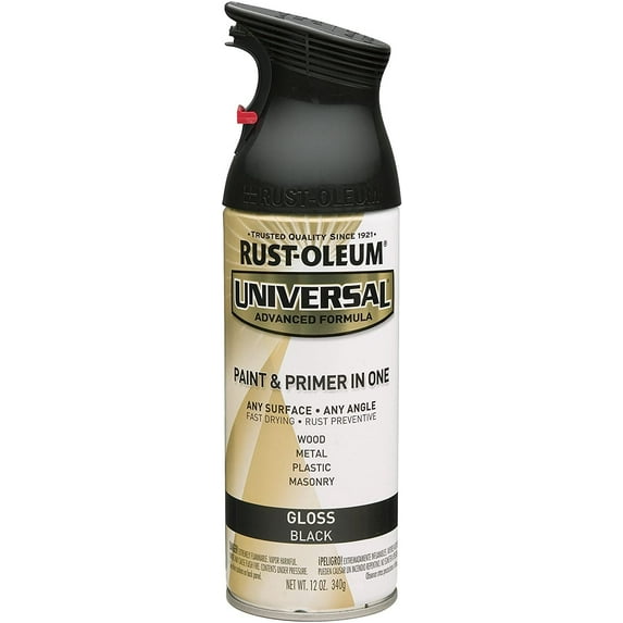 Rust-Oleum 245196-2PK Universal Enamel Spray Paint, 2 Pack, Gloss Black, 2 Piece