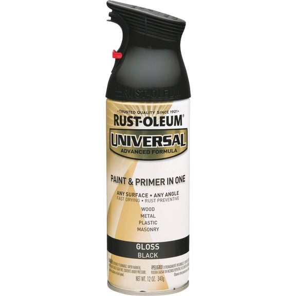 Rust-Oleum 245196 Universal All Surface Spray Paint, 12 oz, Gloss Black
