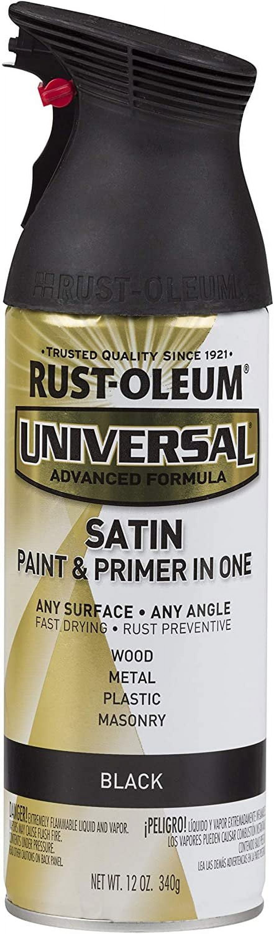 2-pack Rust-Oleum Universal Enamel Spray Paint - Satin Finish - 2 Pack, Black, 2 Piece — Interior & Exterior Use, Professional Finish
