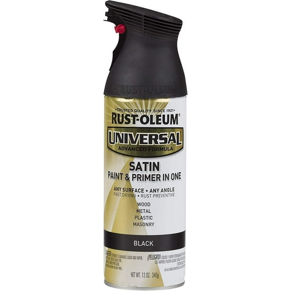 Rust-Oleum 245197-2PK Universal Enamel Spray Paint, 2 Pack, Satin Black, 2 Piece