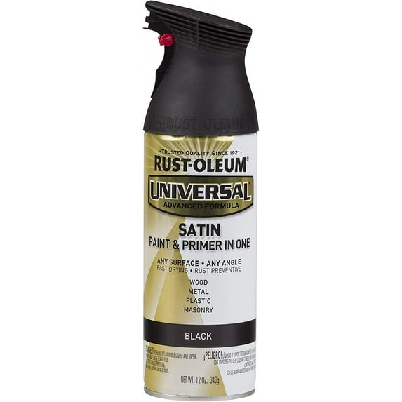 Rust-Oleum 245197-2PK Universal Enamel Spray Paint, 2 Pack, Satin Black, 2 Piece
