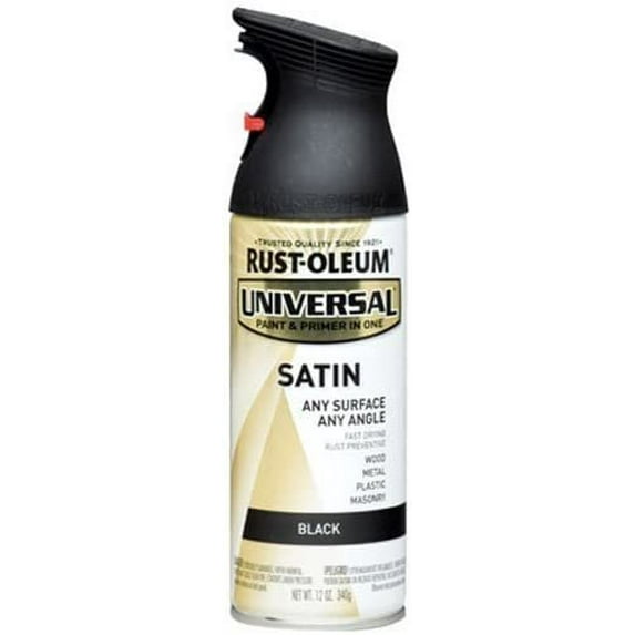 Rust-Oleum 245197 Universal All Surface Spray Paint, 12 oz, Satin Black