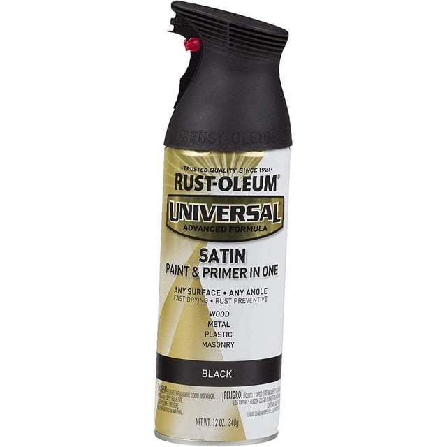 RustOleum 245197 Universal Enamel Spray Paint, 12 oz, Satin Black 1