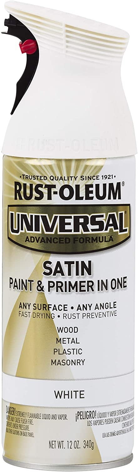 Rust-Oleum 245210-6PK Universal All Surface Spray Paint, 12 oz, Satin White, 6 Pack