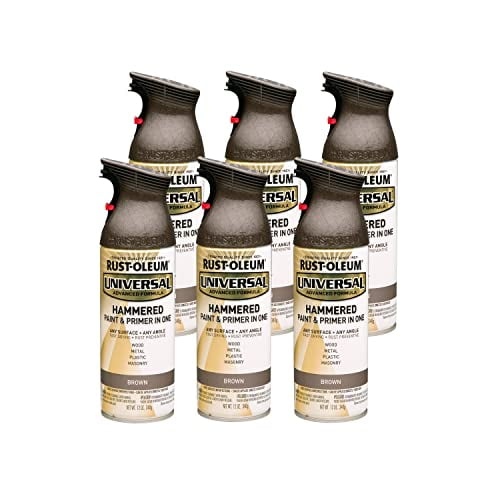 Rust-Oleum 245218-6PK Universal All Surface Hammered Spray Paint, 12 oz, Brown, 6 Pack