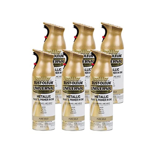Rust-Oleum 245221-6PK Universal All Surface Metallic Spray Paint, 11 oz, Pure Gold, 6 Pack