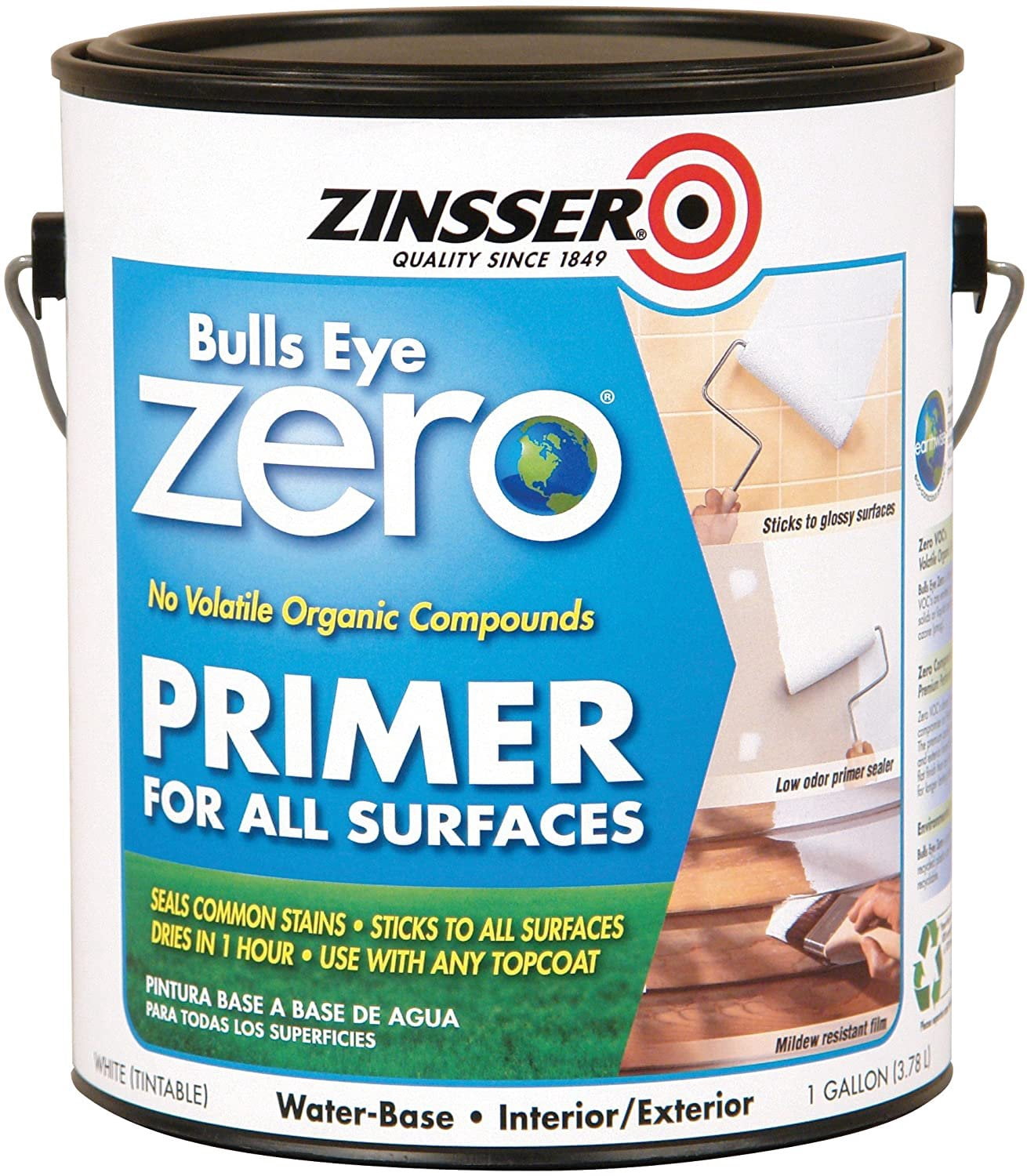 Rust-Oleum 249020 White Zinsser Bulls Eye Zero Primer Sealer, 1 gal Can Pack of 2