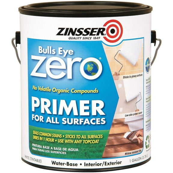 Rust-Oleum 249020 White Zinsser Bulls Eye Zero Primer Sealer, 1 gal Can Pack of 2