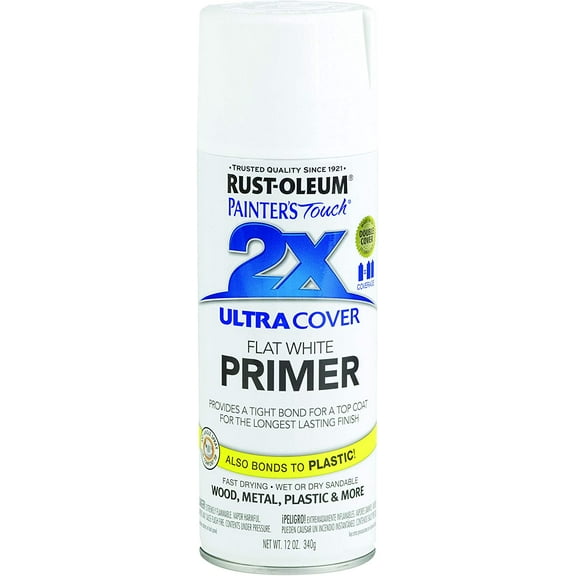 Rust-Oleum 249058 Painter's Touch 2X Ultra Cover Primer, Flat White, 12 Ounce