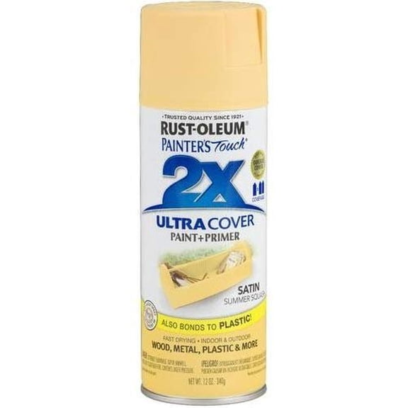 Rust-Oleum 249064 Painter's Touch 2X Ultra Cover, 12-Ounce, Satin Summer Squash