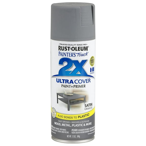 Rust-Oleum Painter's Touch 2X Ultra Cover Satin Spray Paint - Low Odor - 6 Pack, Gray