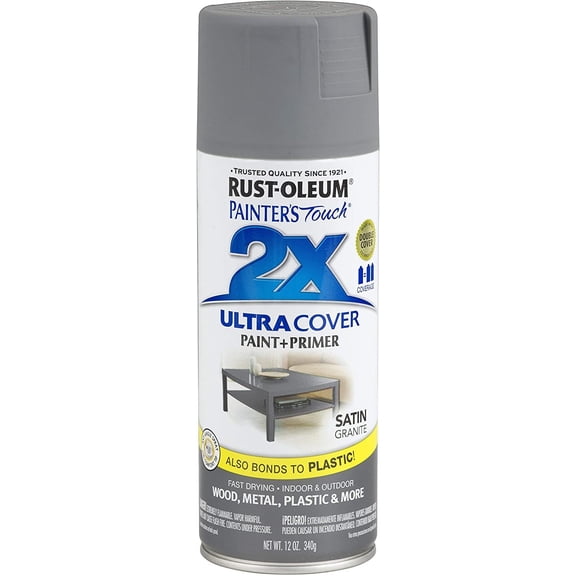 Rust-Oleum Painter's Touch 2X Ultra Cover Spray Paint - Satin Gray - 12 Oz