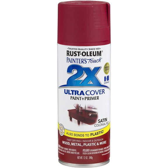 Rust-Oleum 249082 Painter's Touch 2X Satin Colonial Red 12 oz Spray Paint