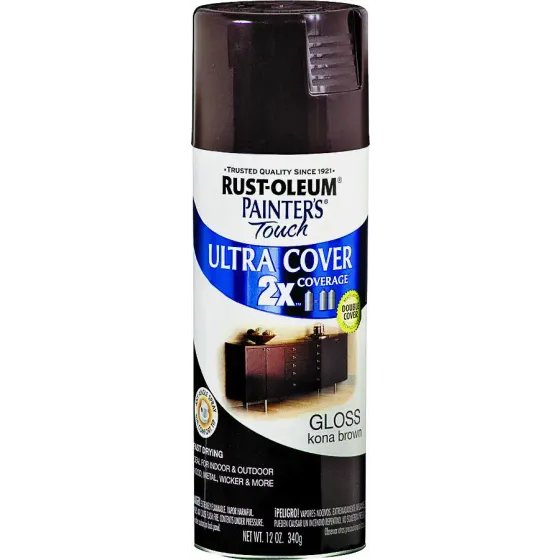 RustOleum 249102 Painters Touch 2X Ultra Cover Paint + Primer Kona Brown Gloss Spray, Each
