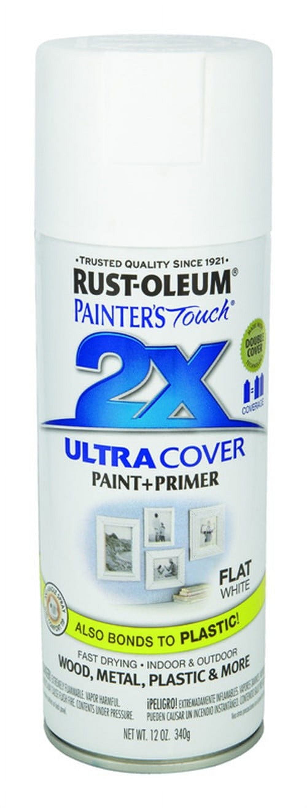 Rust-Oleum 334021 Painter's Touch 2X Ultra Cover Spray Paint, 12 oz, Flat  White